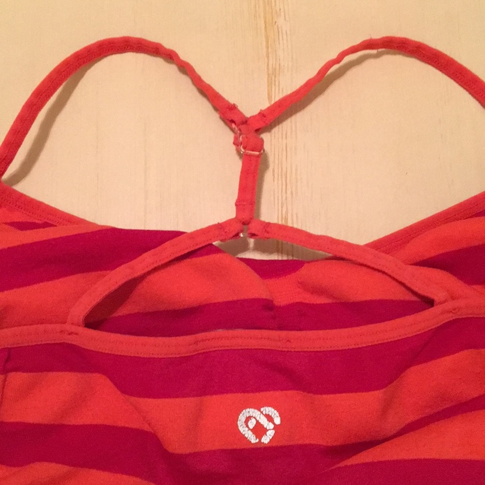 Bright orange/ fuchsia striped workout tank Size M - Picture 3 of 4